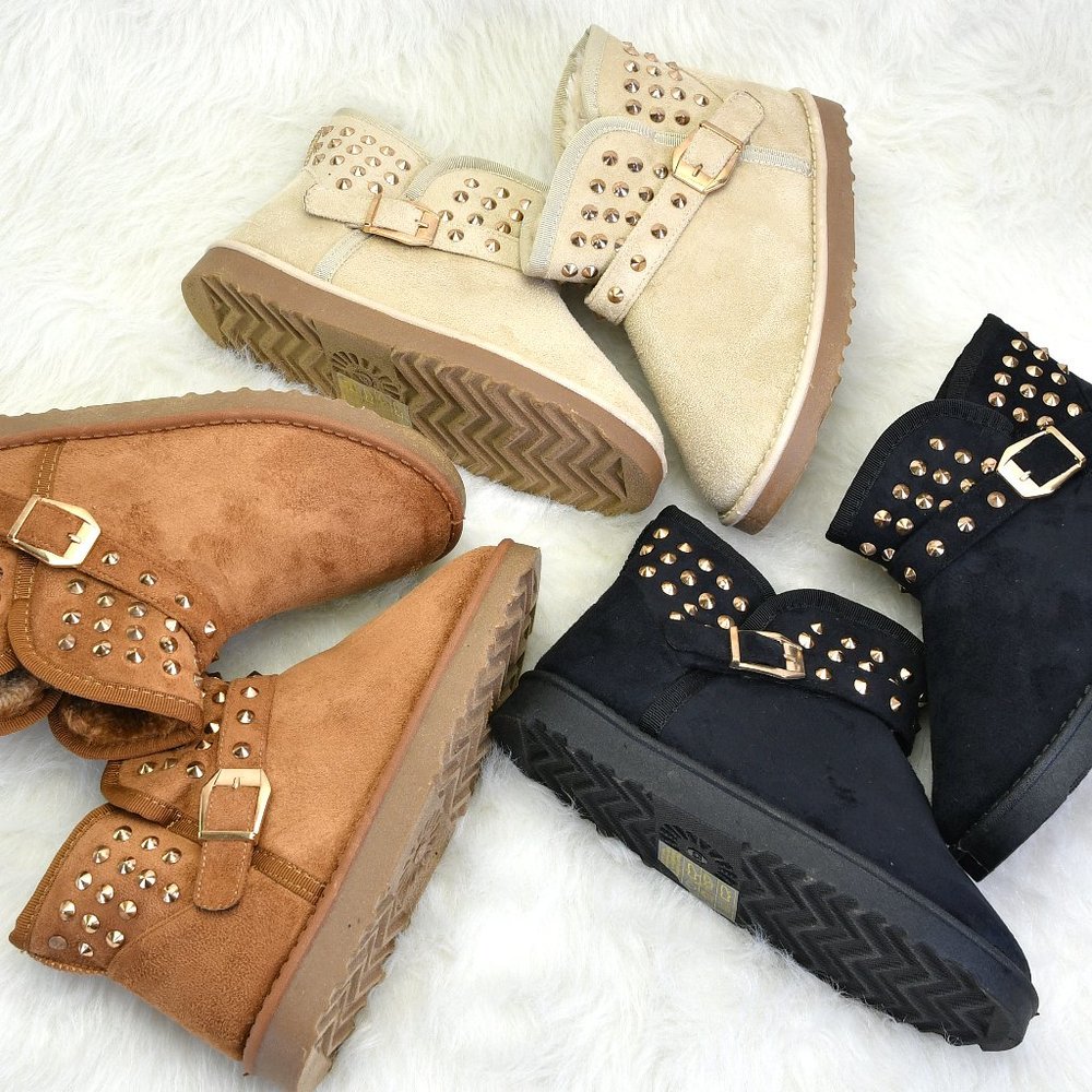 Women's Casual Flat Faux Suede Round Toe Boots New